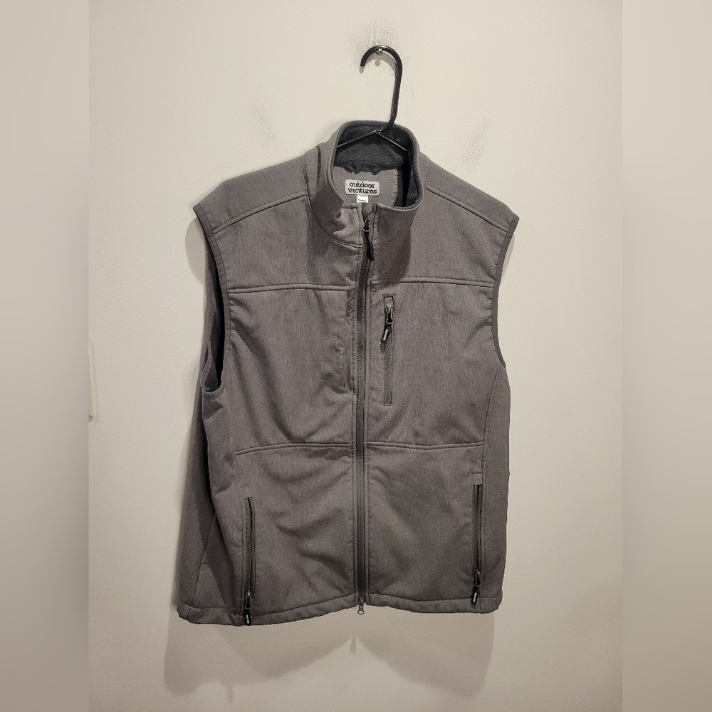 Outdoor Ventures Mens Size L Grey Fleece Outdoor Vest